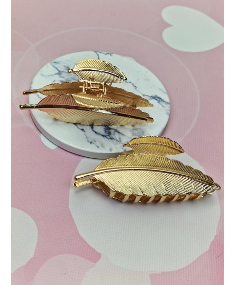 Spinki klamry do włosów złote srebrne liść