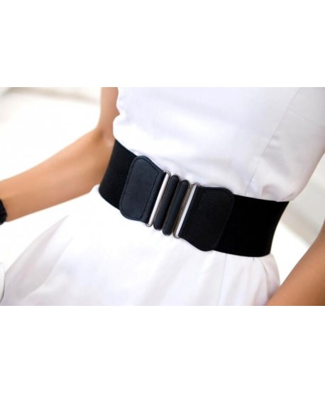 Czarny pasek na gumie szeroki