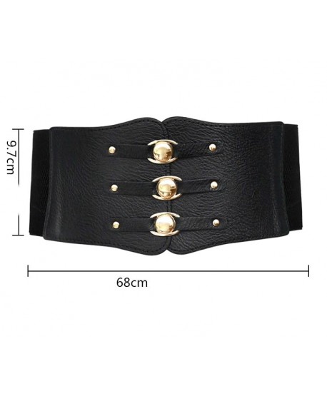 Czarny pasek na gumie złote guziczki