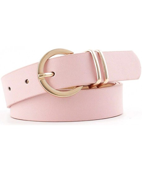 Różowy pasek klasyczny ze złotą klamrą