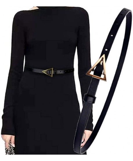 Czarny pasek wąski elegancki z trójkątem