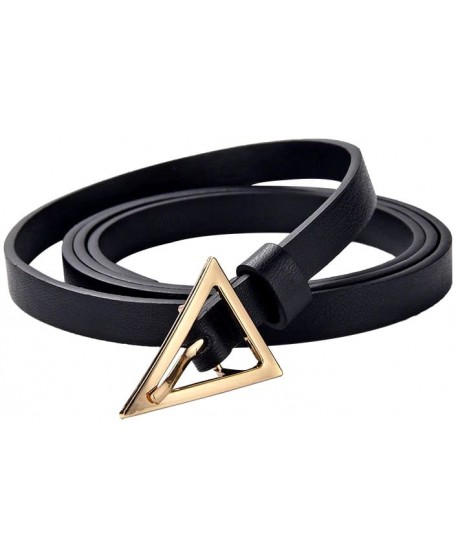 Czarny pasek wąski elegancki z trójkątem