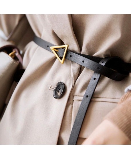 Czarny pasek wąski elegancki z trójkątem