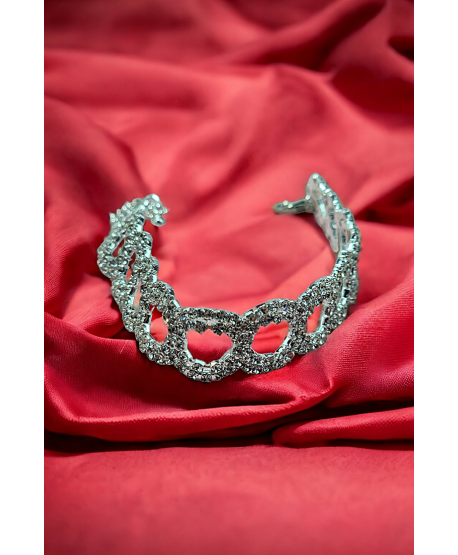 Bransoletka srebrna dżetowa kółeczka