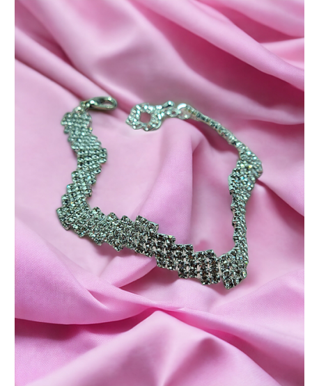 Bransoletka srebrna dżetowa zygzak