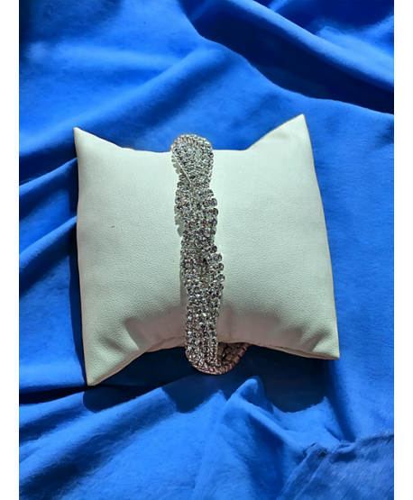 Bransoletka srebrna dżetowa warkocz