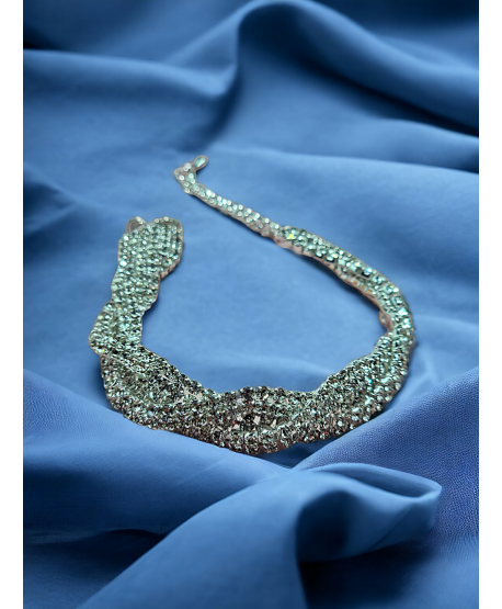 Bransoletka srebrna dżetowa warkocz