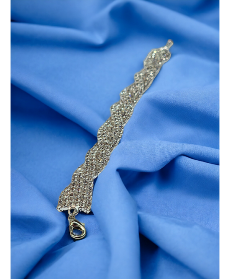 Bransoletka srebrna dżetowa warkocz