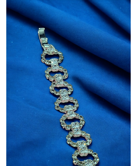 Bransoletka srebrna dżetowa z kryształkami