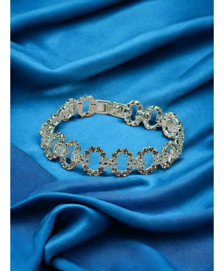 Bransoletka srebrna dżetowa z kryształkami