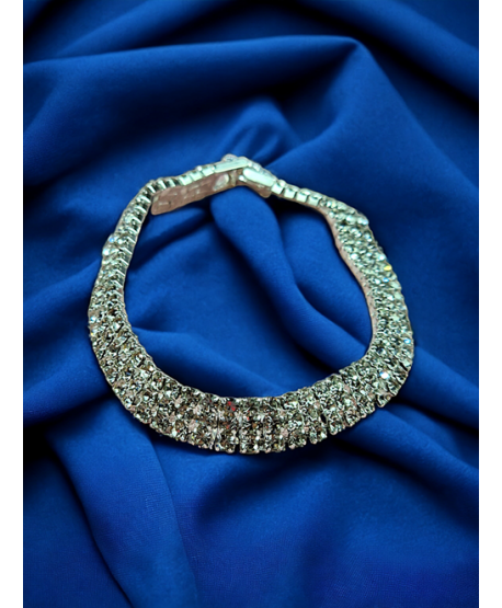 Bransoletka srebrna dżetowa wąska 3-rzędowa