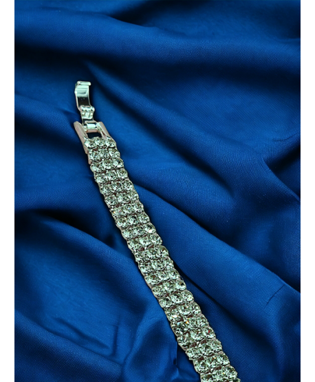 Bransoletka srebrna dżetowa wąska 3-rzędowa