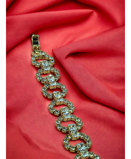 Bransoletka złota dżetowa z kryształkami