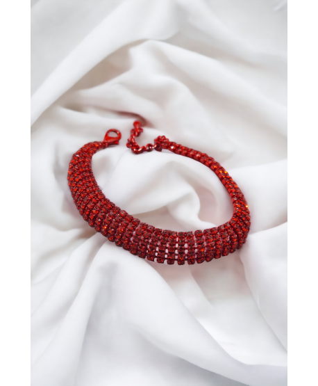 Bransoletka czerwona dżetowa prosta