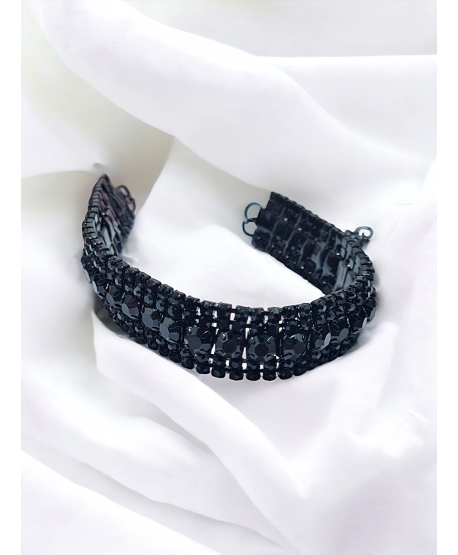 Bransoletka czarna dżetowa stopniowane dżety