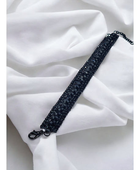 Bransoletka czarna dżetowa stopniowane dżety