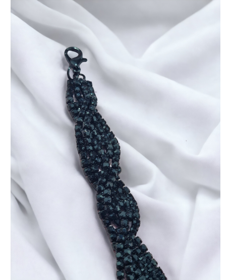 Bransoletka czarna dżetowa warkocz