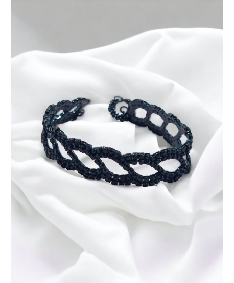 Bransoletka czarna dżetowa łezki