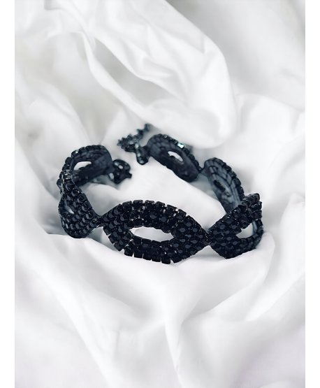 Bransoletka czarna dżetowa łezki