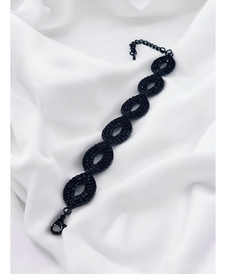 Bransoletka czarna dżetowa łezki