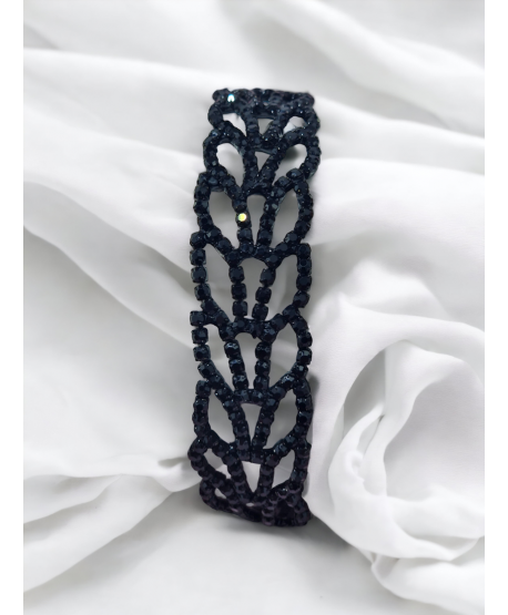 Bransoletka czarna dżetowa listki