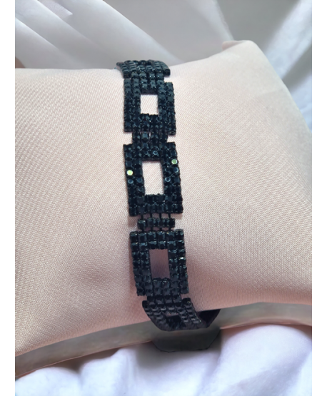 Bransoletka czarna dżetowa prostokąty