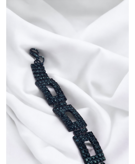 Bransoletka czarna dżetowa prostokąty