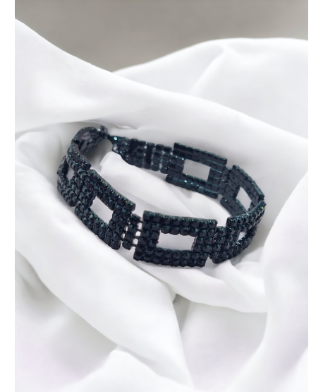 Bransoletka czarna dżetowa prostokąty