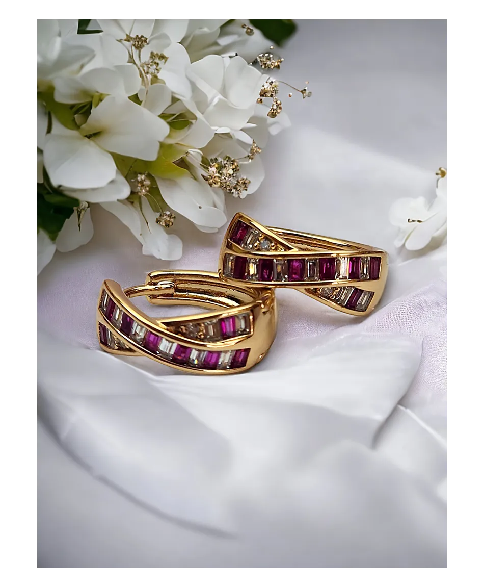 Kolczyki stal kółeczka z cyrkoniami