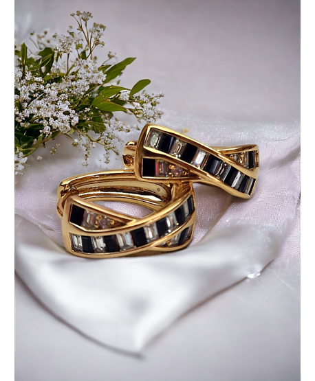 Kolczyki stal kółeczka z cyrkoniami