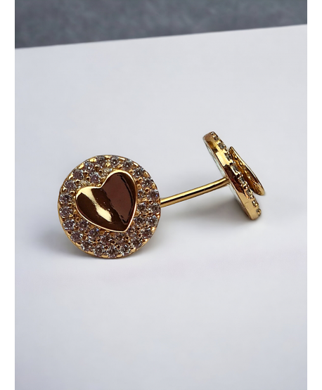 Kolczyki stal serduszka w cyrkoniowym kółeczku