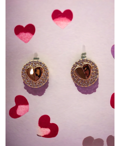 Kolczyki stal serduszka w cyrkoniowym kółeczku