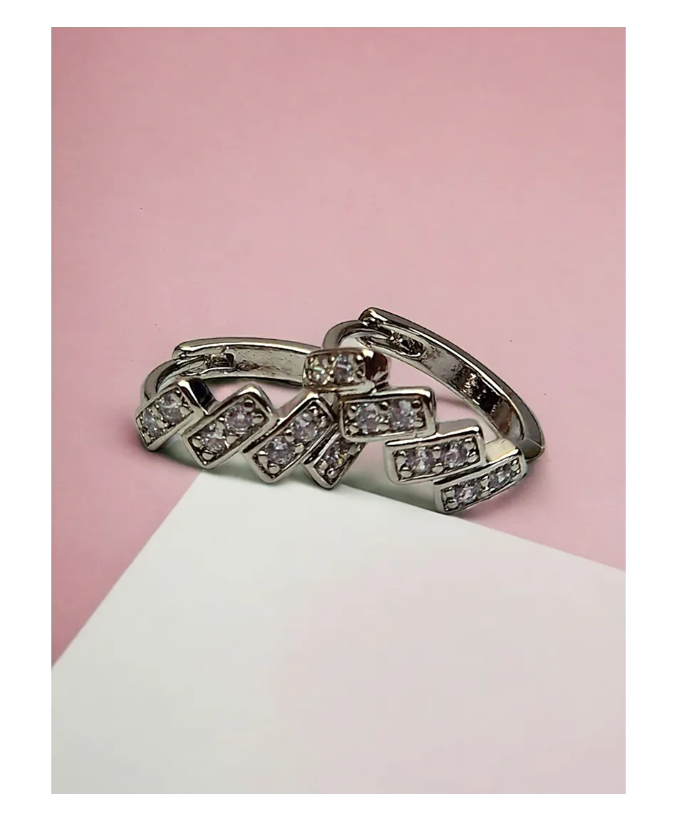 Kolczyki stal srebrne kółeczka zygzak