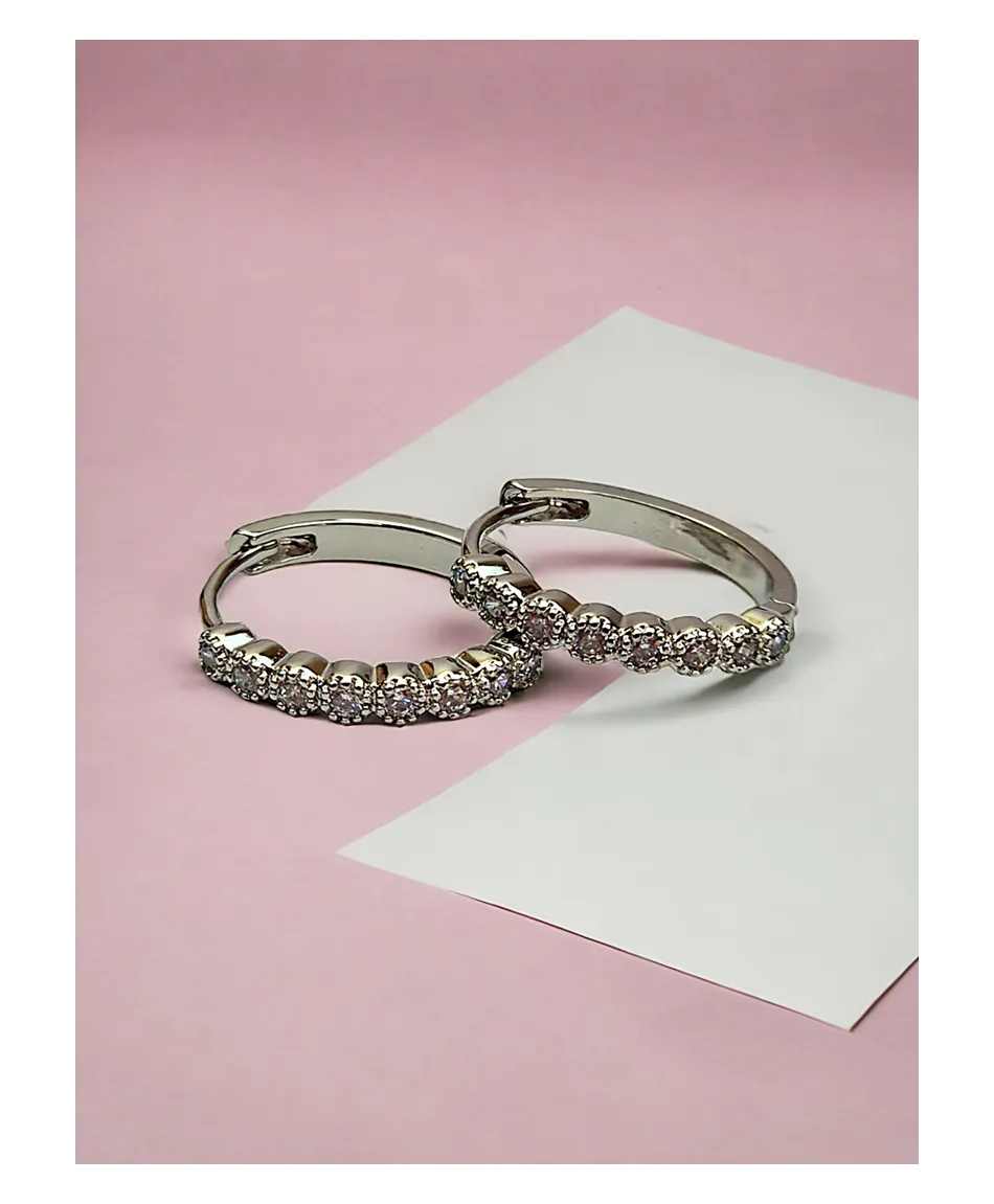 Kolczyki stal srebrne kółeczka z cyrkoniami