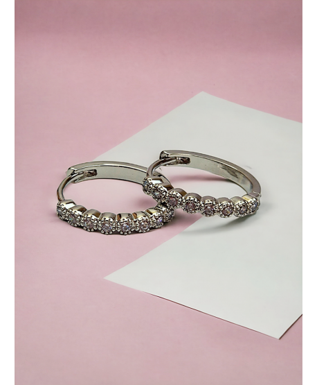 Kolczyki stal srebrne kółeczka z cyrkoniami