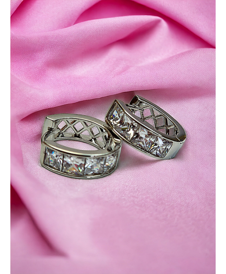 Kolczyki stal srebrne masywne koła z cyrkoniami