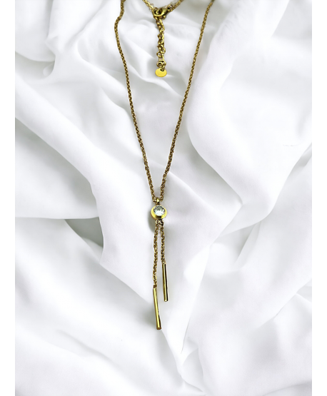 Naszyjnik stal krawatka z cyrkonią