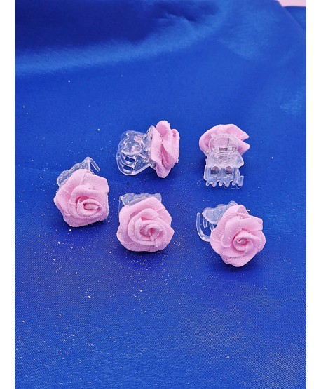 Różyczki na spineczce różowe z brokatem 5 szt