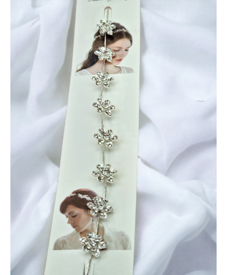 Srebrna ozdoba gałązka na druciku z kwiatuszkami