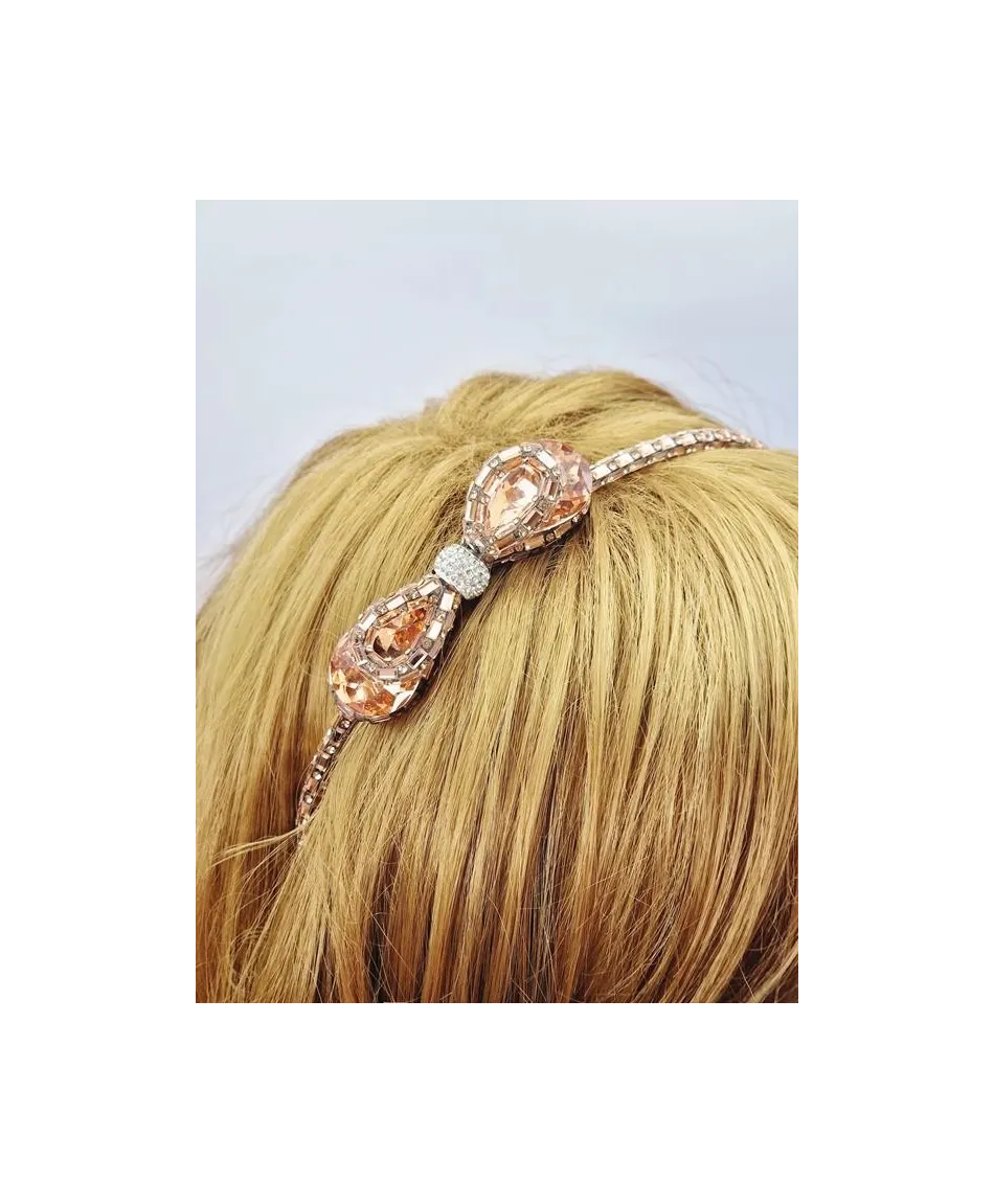 Kryształowe opaski do włosów z kokardką
