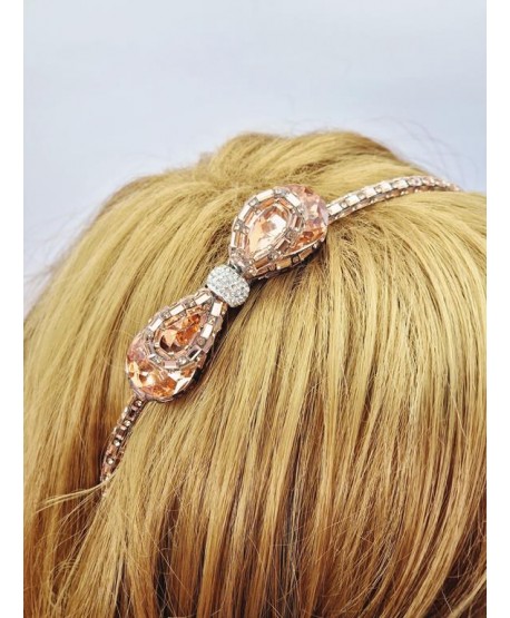 Kryształowe opaski do włosów z kokardką