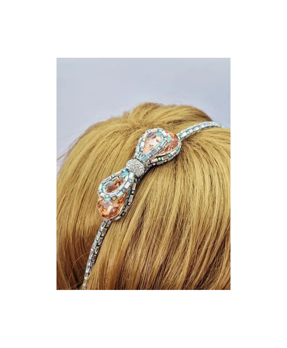 Kryształowe opaski do włosów z kokardką