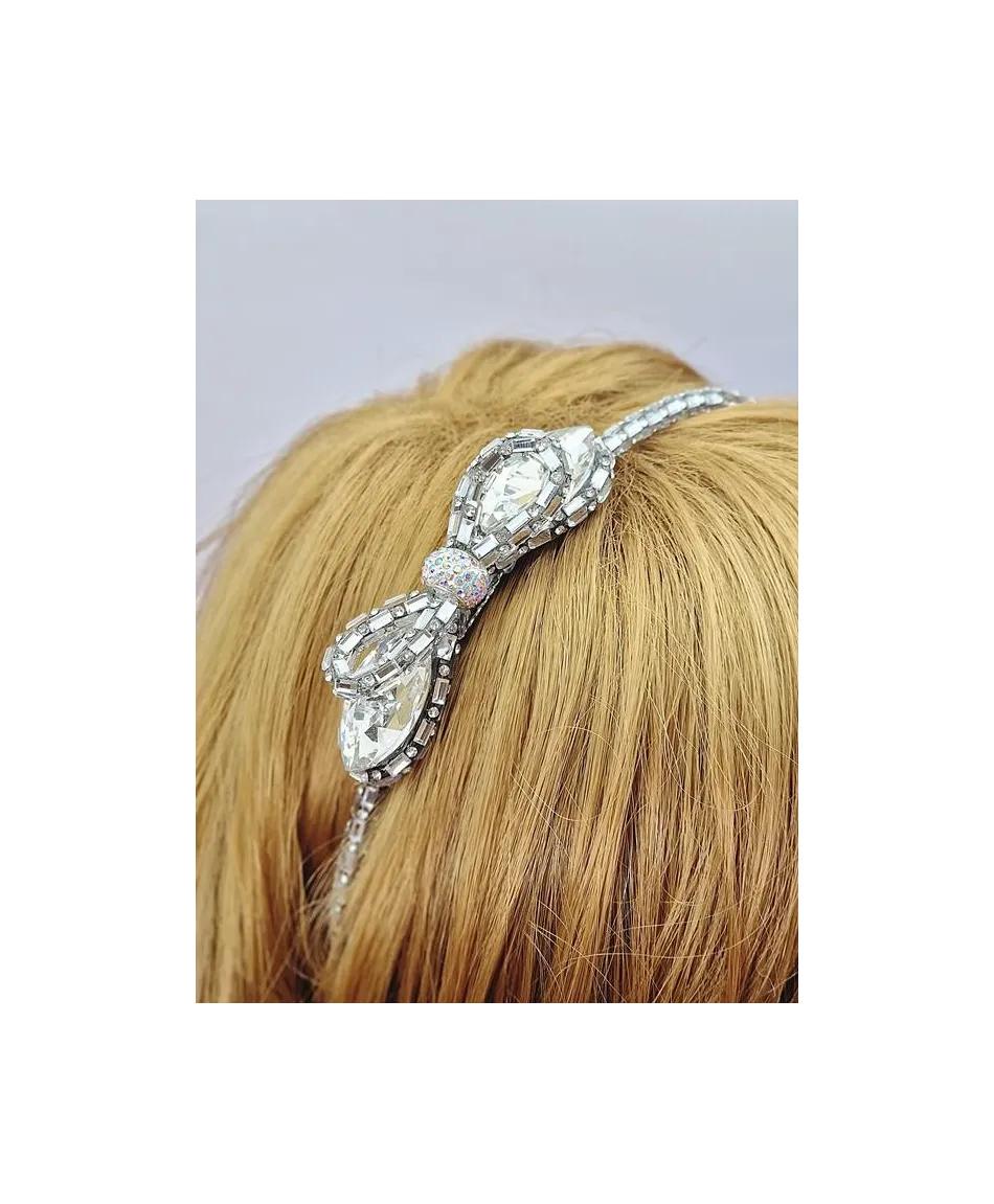 Kryształowe opaski do włosów z kokardką