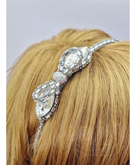 Kryształowe opaski do włosów z kokardką