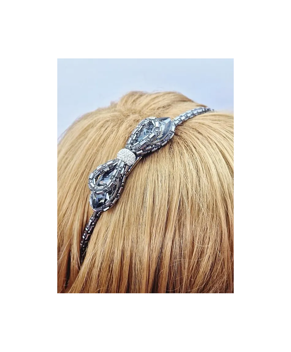 Kryształowe opaski do włosów z kokardką