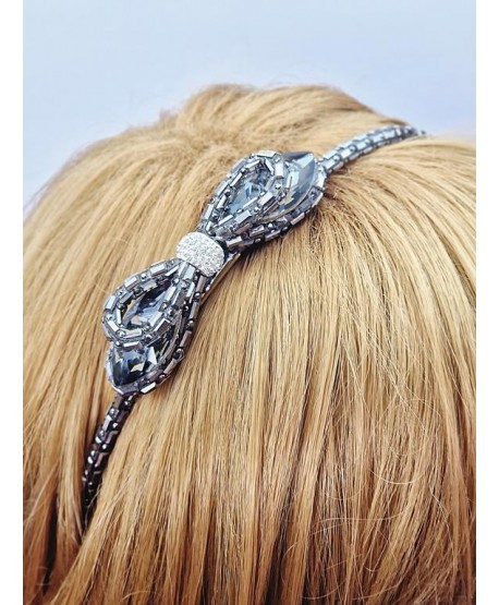 Kryształowe opaski do włosów z kokardką