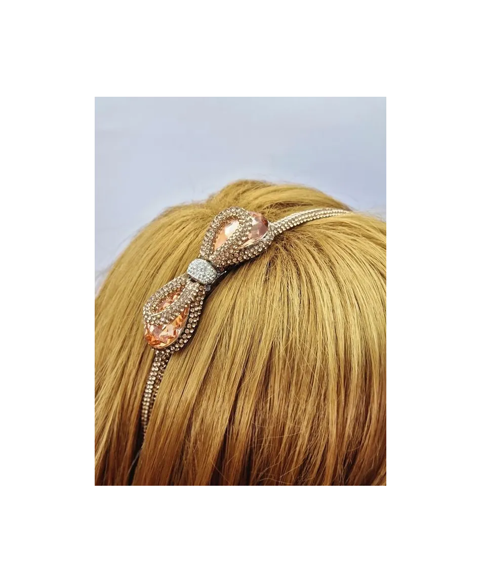Kryształowe opaski do włosów z kokardką