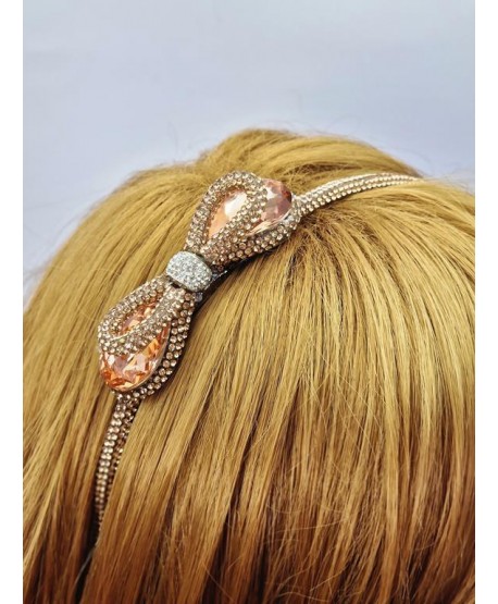 Kryształowe opaski do włosów z kokardką