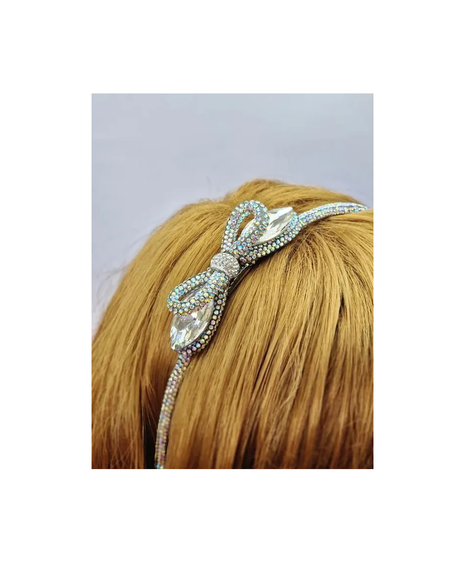 Kryształowe opaski do włosów z kokardką