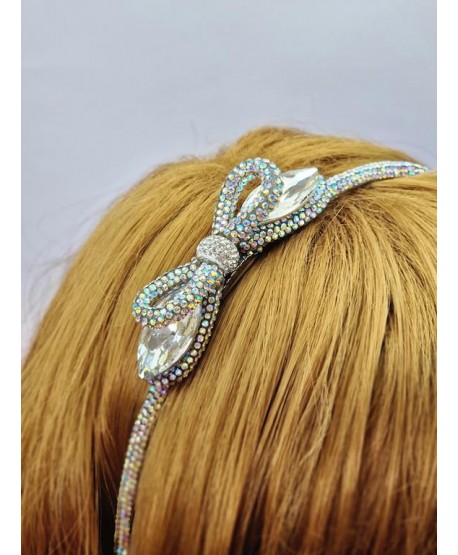Kryształowe opaski do włosów z kokardką